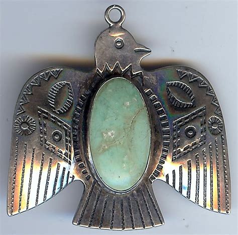 Vintage Navajo Indian Sterling Silver Turquoise Thunderbir Native