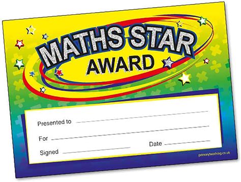 20 Holographic Sparkly Maths Star Award Childrens Pupils School Reward