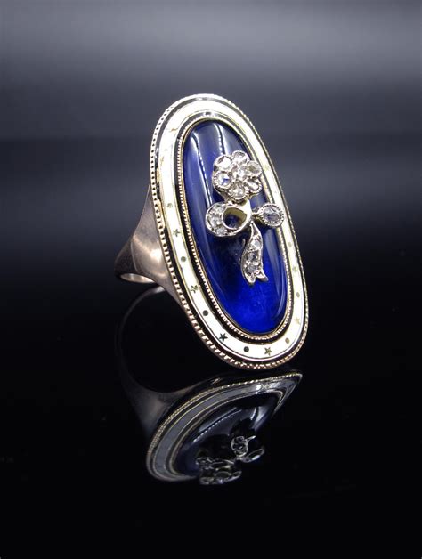 Alluring Cobalt Glass Enamel And Diamond Masquerade Ring Georgian From Ladyloveliescurio On