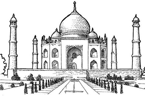 Picture Of Taj Mahal Southern View Coloring Page Netart Taj Mahal