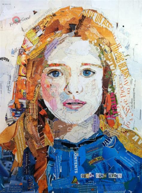 girl in blue collage etsy newspaper collage paper collage art collage art mixed media paper
