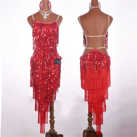 Profession Latin Dance Dress Women Tassel Sequins Dresses Samba Costume