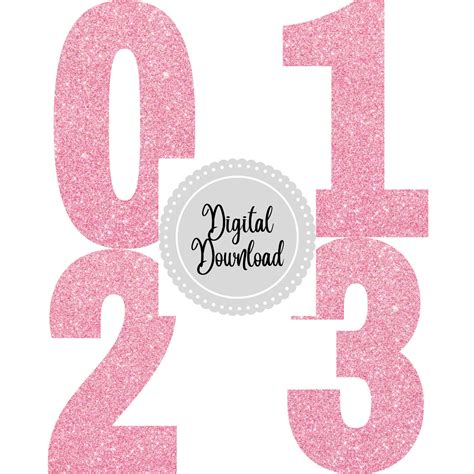 Pink Glitter Numbers Clipart 26 PNG Files DIGITAL - Etsy