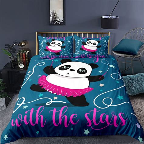 Kid Duvet Cover Full Cute Panda Bedding Set For Bedroom Etsy