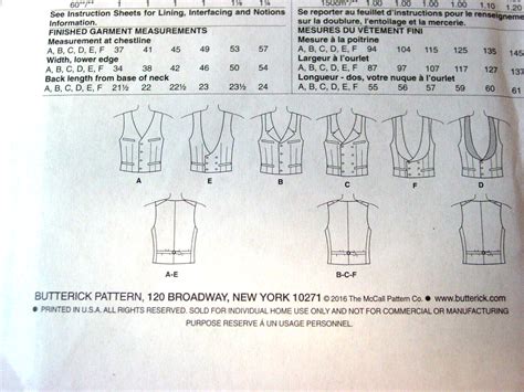 Butterick Pattern B6339 Mens Historic Vests Sewing Pattern Uncut