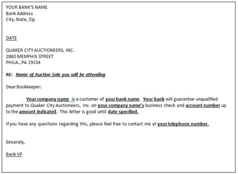 Write a perfectly drafted letter to seek permission from bank. Payment Options | Quaker City Auctioneers