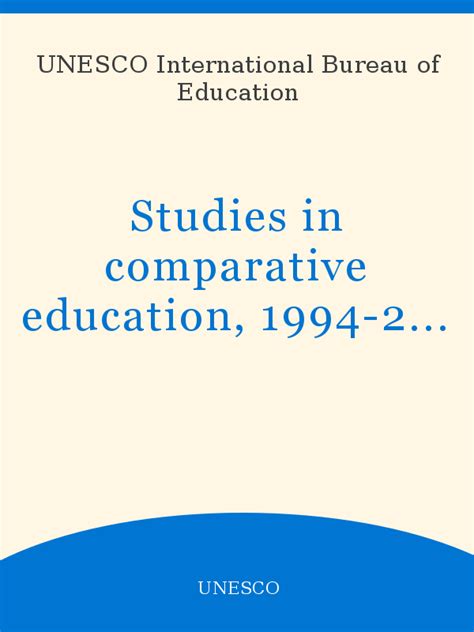 Studies In Comparative Education 1994 2010