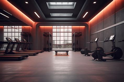 Premium Ai Image A Gym With A Futuristic And Minimalist Concept