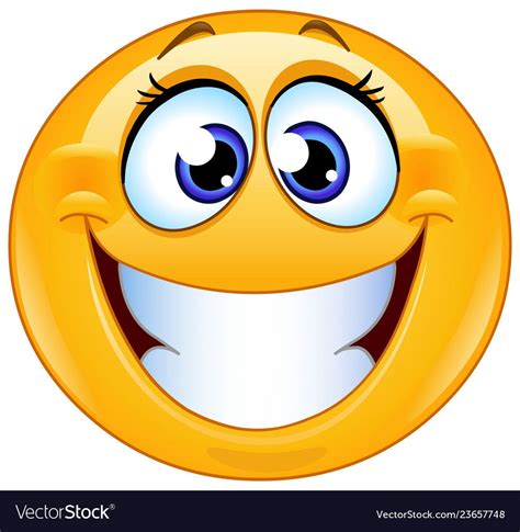 Grinning Female Emoticon Royalty Free Vector Image Funny Emoji Faces