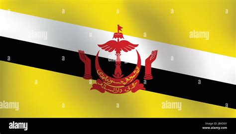 Bandera De Brunei Con Un Poco De Hacer Ondear La Bandera Y Sombra De