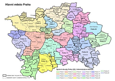 Prague District Map Prague City Map Districts Bohemia Czechia