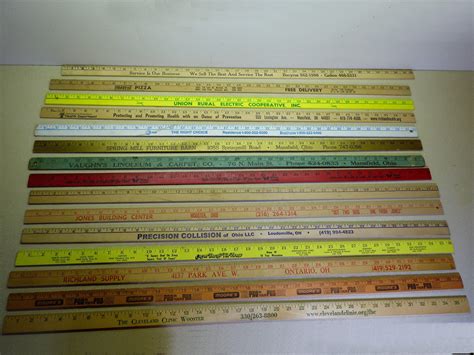 Vintage Wooden Yardstick Lot 15 Old Colorful Advertising Etsy Olds