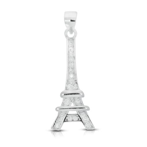 Sterling Silver Cubic Zirconia Eiffel Tower Pendant Zamels
