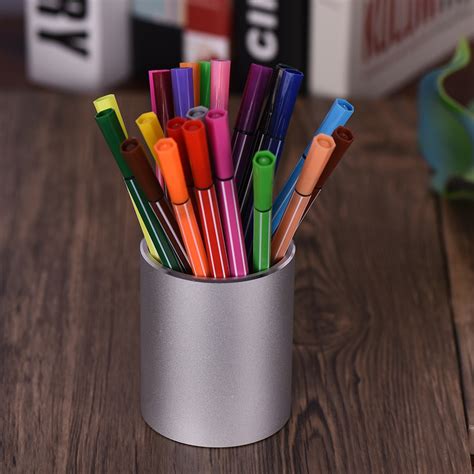 Buy Aibecy Aluminum Round Desk Pencil Holder Container