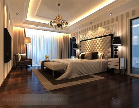 Modern European Style Bedroom Interior 3d Model Max Vray Open3dmodel