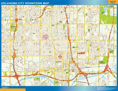 Biggest Oklahoma City Downtown Map Wall Maps Of The World And Countries