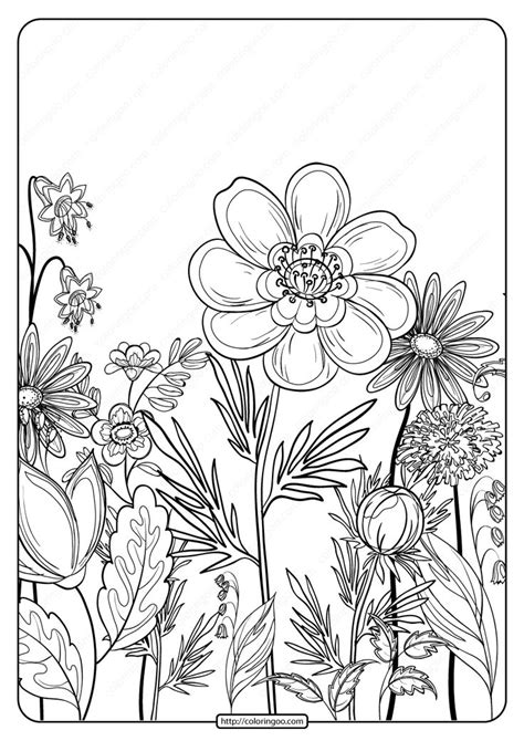 Free Printable Flower Pattern Coloring Page 07