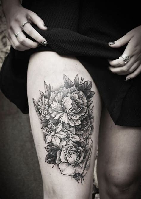 Alex Tabuns Floral Thigh Tattoo
