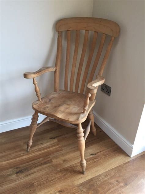 Pair of chairs unknown maker but says made in yugoslavia on the underneath of the seats i've given these a quick wipe over but they could do with a more thorough clean good solid condition unsure of wood. Solid Wood High Back Farmhouse Carver Chair | in ...