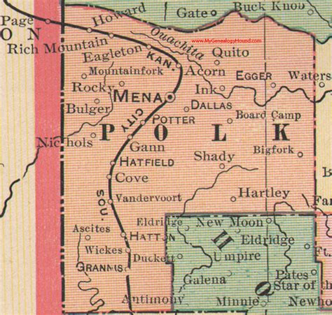 Polk County Arkansas 1898 Map