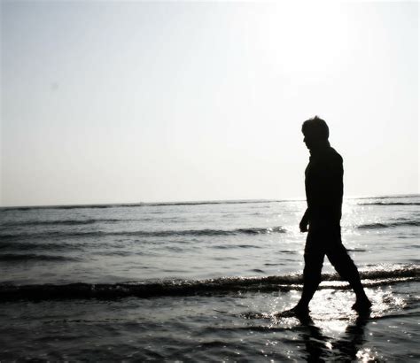 Hd Wallpaper Silhoutte Of Person Near Body Of Water Sad Boy Walking