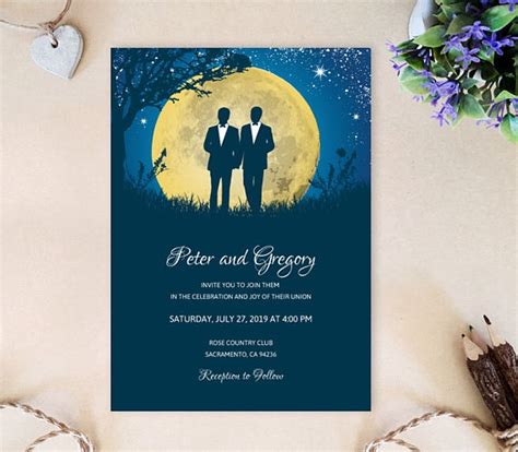 Large 8x 8 Luxury Personalised Gay Wedding Card Male Wedding Civil