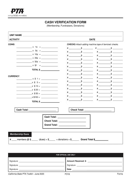 Ca Pta Cash Verification Form Fill Online Printable