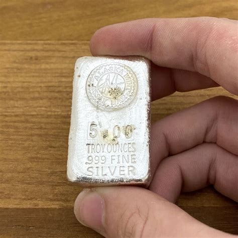 5 Oz Silver Hand Poured Original Assay Bar Alaska Mint