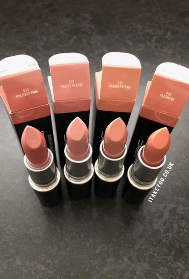 4 Pretty Nude Mac Lipsticks Politely Pink Mac Fleshpot Mac Lipstick