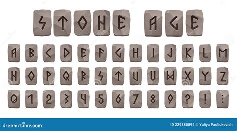Viking Runes Stone Alphabet Celtic Font Numbers Stock Vector