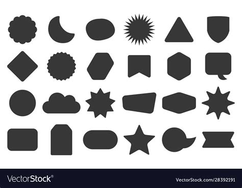 Black Silhouette Random Empty Shapes Icons Set Vector Image