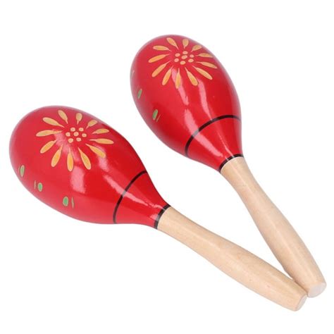 Maracas Red Carved Wooden Maracas Percussion Instrument For Parties