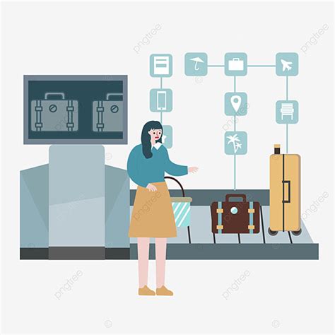 Airport Security Check Vector Png Images Airport Figure Illustration Security Inspection