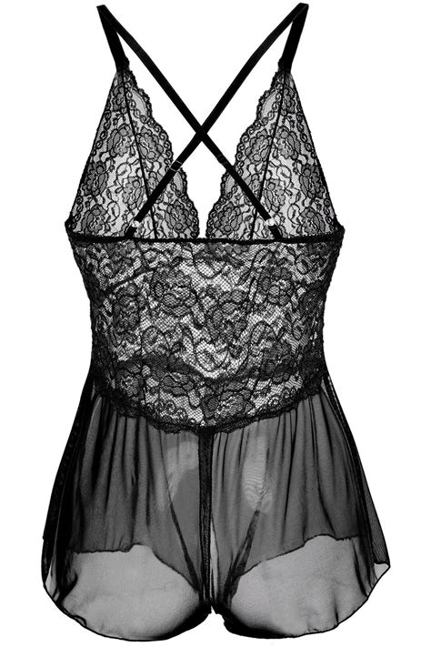 Kissria Sexy Lingerie Women Sexy Open Crotchless Panties Lace See Through Lingerie Babydoll