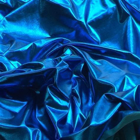 METALLIC ROYAL BLUE Mirror Foil Lycra Spandex 4 Way Stretch Fabric 150cm