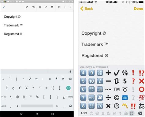 You can tap the abc key to navigate back to the normal keyboard. What is Copyright, Trademark, Office & Law Symbols