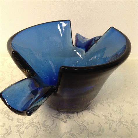 Blenko Glass 5924 Sheared Bowl Persian Blue