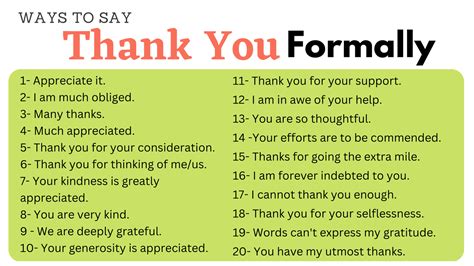Formal Ways To Say Thank You Engdic