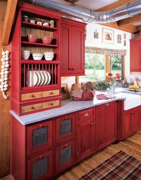 Red And White Country Kitchens Home Decor