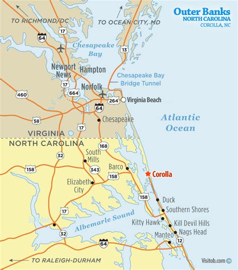 Map Of Corolla Nc Visit Outer Banks Obx Vacation Guide