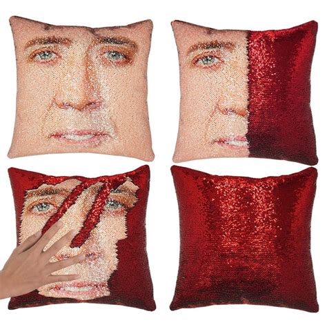 Nicolas Cage Sequin Pillow Ehi Kioya