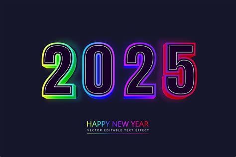 2025 Happy New Year Neon Sign Text Graphic By Ju Design · Creative Fabrica