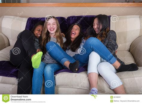 Group Of Young Girls Playing And Having Fun Stock Image Image Of