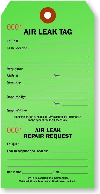Originally thought to be called apple tags. Air Leak Tags, Steam Leak Tags - Work Order Tags