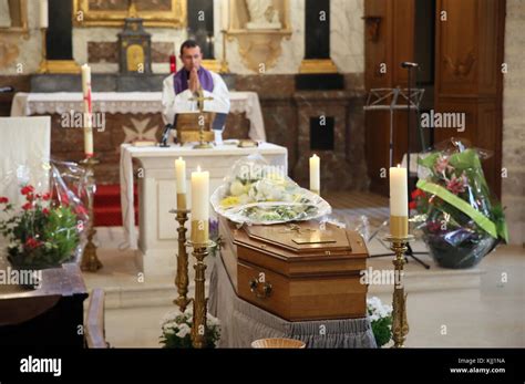 Catholic Funeral Mass In A Church France Stock Photo Alamy