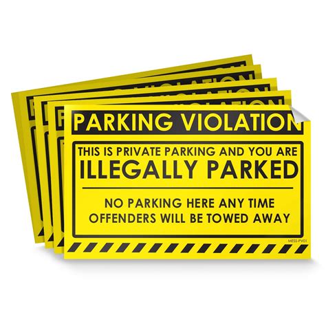 Parking Violation Stickers For Cars Fluorescent Yellow 25 No