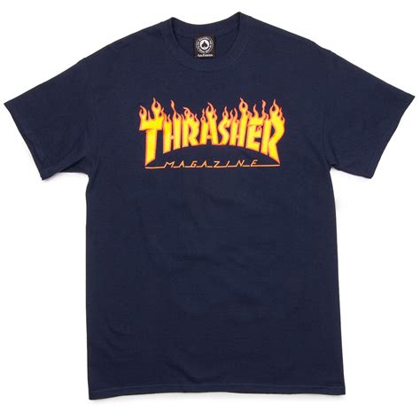 Playera Thrasher Flame Navy Dealer Skate Shop