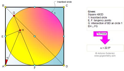 Problem 373 Square Inscribed Circle Diagonal Perpendicular Angle