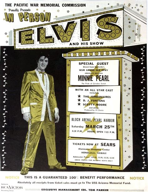 Elvis Presley Rare 1961 Handbillsmall Poster For Pearl Harbor Benefit