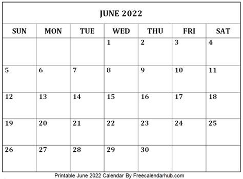Printable June 2022 Calendar Free Printable Calendars 2022